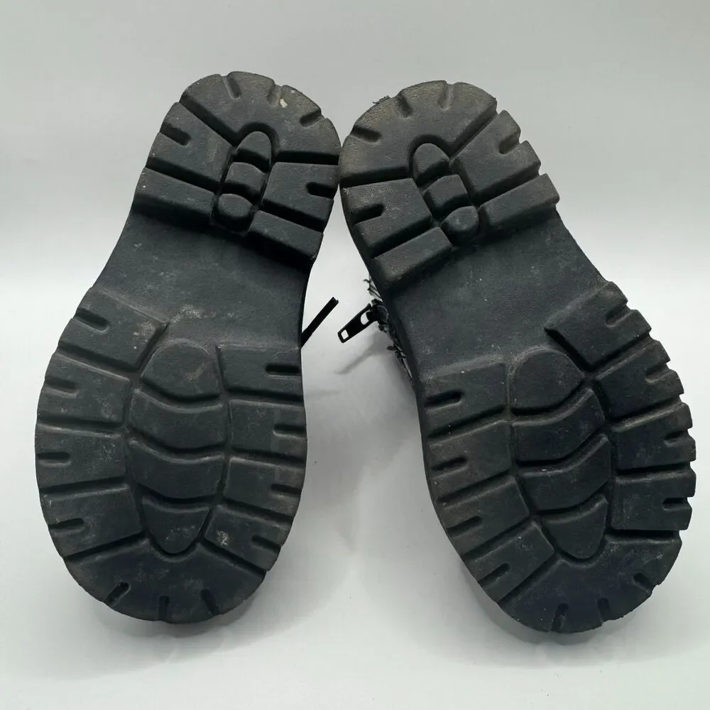 Unr8ed Toddler Size 5 Black Butterfly Boots Lace Up Side Zipper Combat Edgy Alt